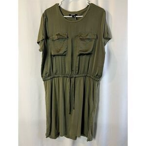 DKNY Women's Olive Green Utility Knee Length Dress Size Standard Casual